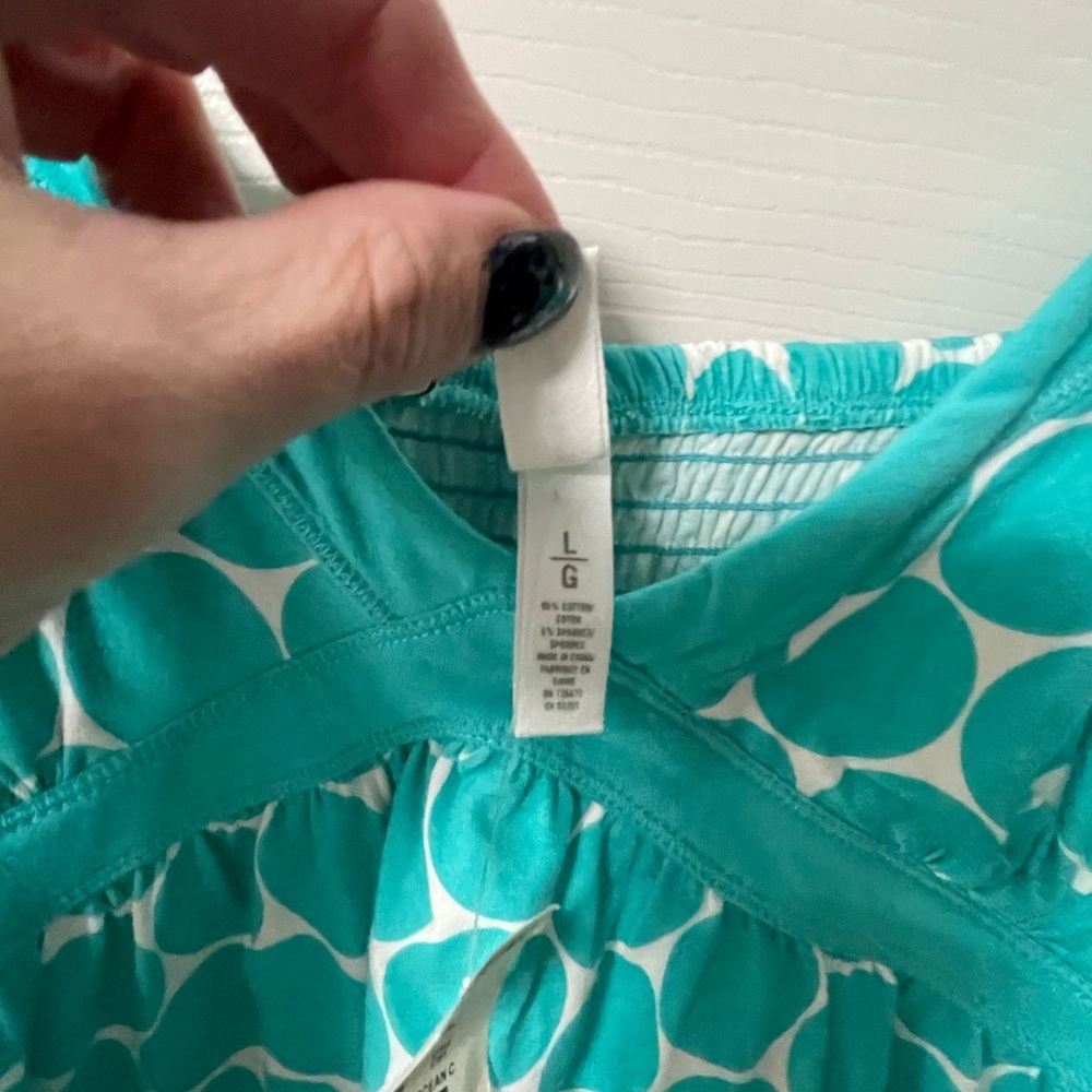 NWT: AEROPOSTALE Teal & White Polka Dot VNeck Adjustable Straps Size Large - Picture 7 of 8